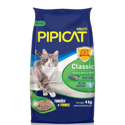 Areia Higiênica Pipicat Classic Para Gatos 4kg